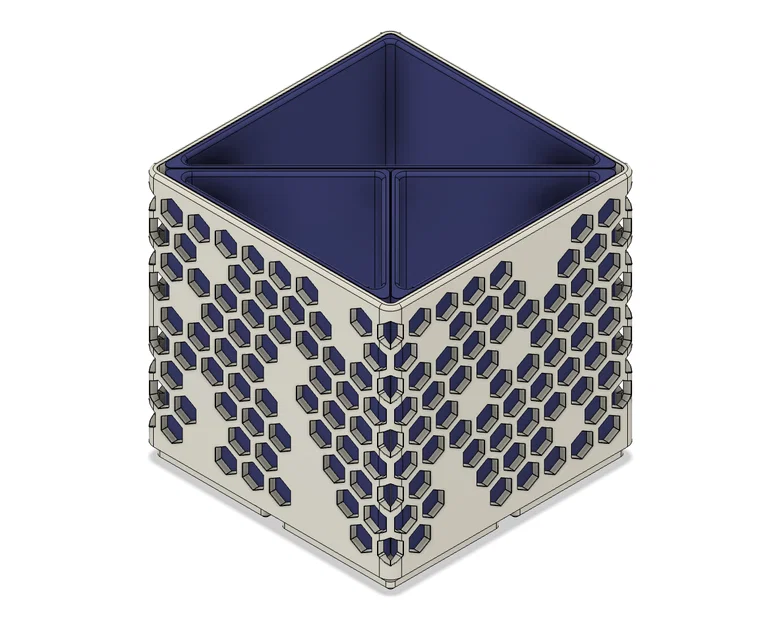 Ống cắm bút Gridfinity 3 ngăn họa tiết lục giác v2 - Image 3