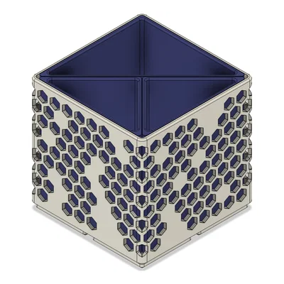 Ống cắm bút Gridfinity 3 ngăn họa tiết lục giác v2