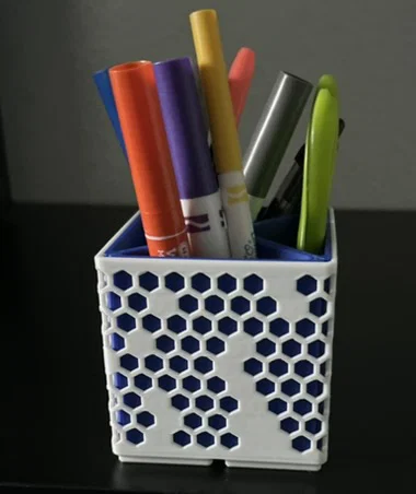 Ống cắm bút Gridfinity 3 ngăn họa tiết lục giác v2 - Image 5