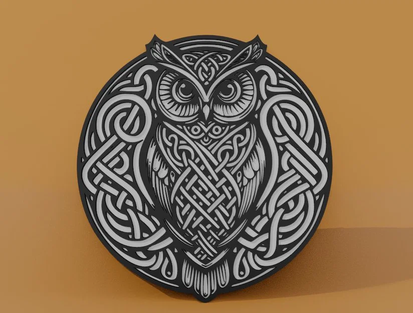 Mẫu tranh 3D treo tường hình cú mèo phong cách Celtic độc đáo - Image 1