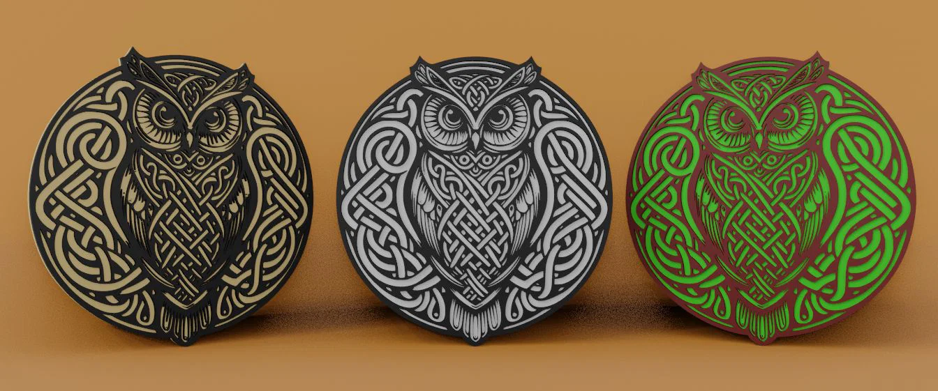 Mẫu tranh 3D treo tường hình cú mèo phong cách Celtic độc đáo - Image 2
