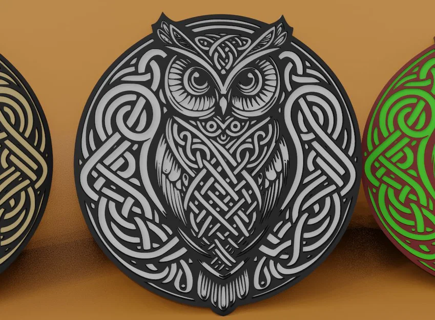 Mẫu tranh 3D treo tường hình cú mèo phong cách Celtic độc đáo - Image 3