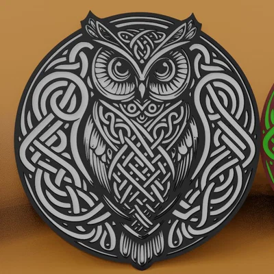 Mẫu tranh 3D treo tường hình cú mèo phong cách Celtic độc đáo