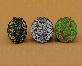 Mẫu tranh 3D treo tường hình cú mèo phong cách Celtic độc đáo