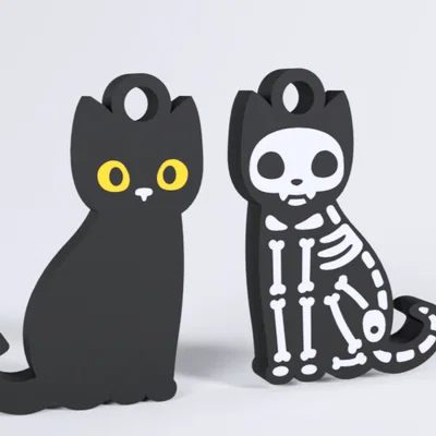 Móc khóa mèo Halloween in 3D: Thiết kế hai mặt độc đáo