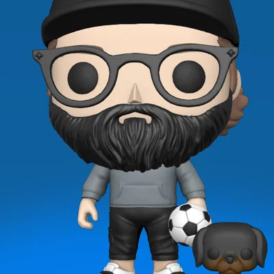 Mô hình Funko Pop nhân vật nam đeo kính kèm cún cưng (file STL 3D)