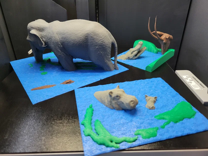 Hippo River – Diorama nghệ thuật để bàn (điêu khắc) - Image 1