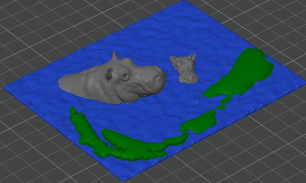 Hippo River – Diorama nghệ thuật để bàn (điêu khắc) - Image 2