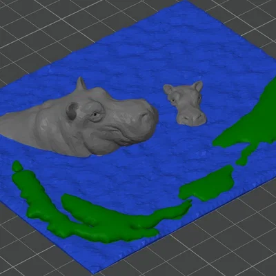 Hippo River – Diorama nghệ thuật để bàn (điêu khắc)