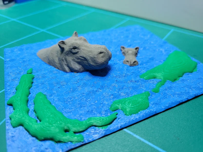 Hippo River – Diorama nghệ thuật để bàn (điêu khắc) - Image 3