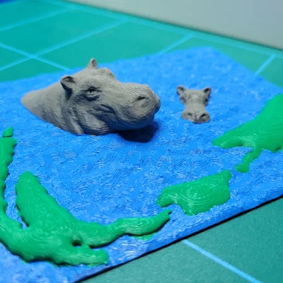 Hippo River – Diorama nghệ thuật để bàn (điêu khắc)