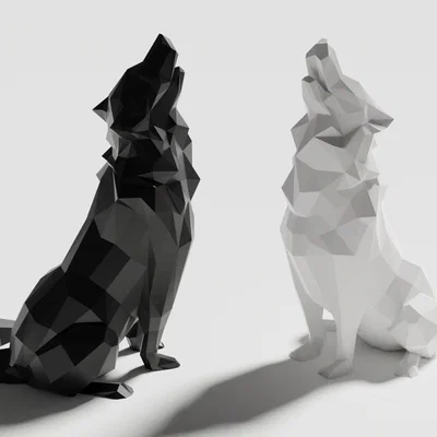 Mô hình Sói Hú Low Poly 2.0 (Trang trí)(Không cần hỗ trợ!) ĐÃ SỬA