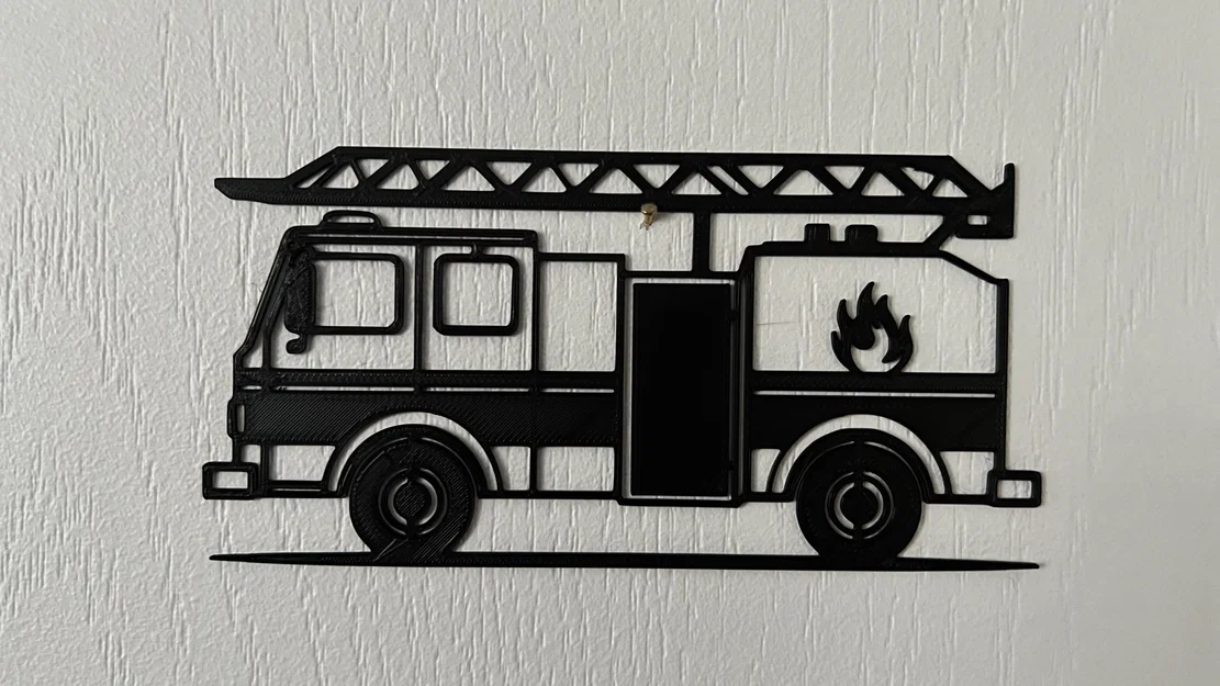 Mô hình trang trí tường xe cứu hỏa 2D - File in 3D độc đáo - Image 1