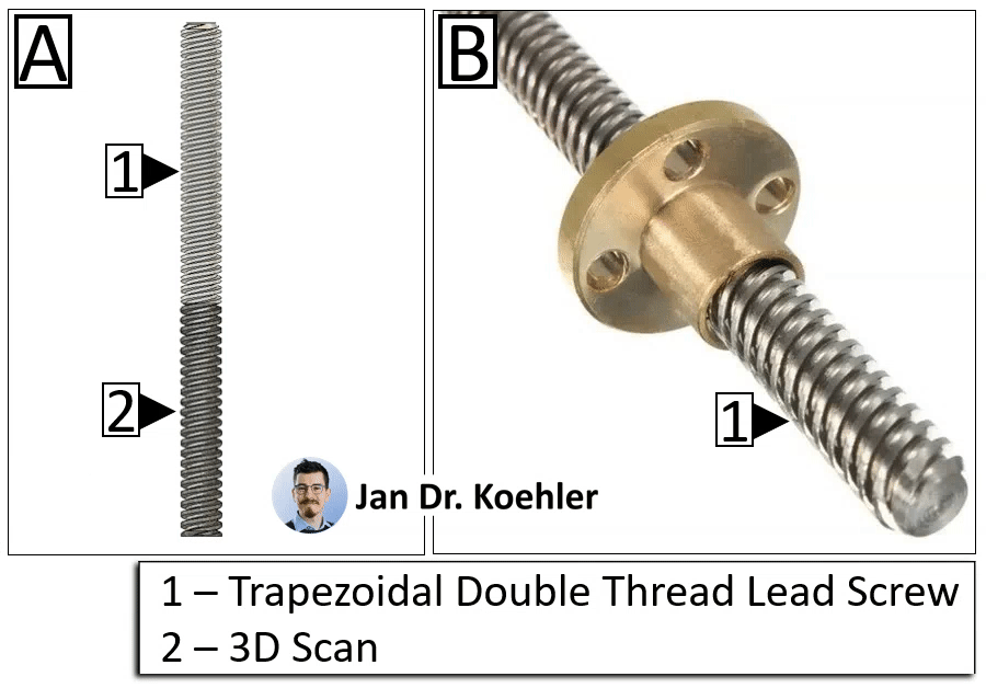 CAD Trục Vít Me Thang Ren Đôi (CAD Trapezoidal Double Thread Lead Screw) - Image 1