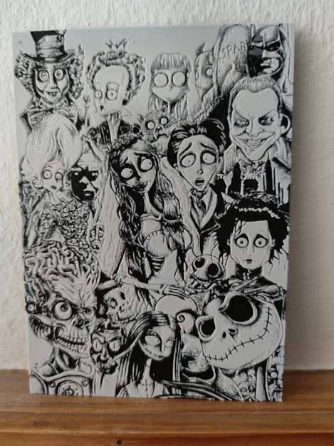 Tranh in 3D nghệ thuật Hueforge các nhân vật phim Tim Burton - Image 1