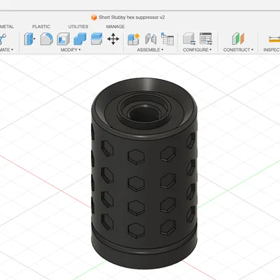 Ống giảm thanh Short Stubby Hex cho Airsoft - Thiết kế in 3D cực ngầu