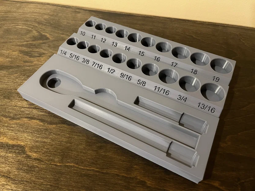 Khay sắp xếp đầu khẩu và cờ lê lực (Socket Organizer) in 3D - Image 1