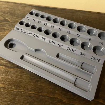Khay sắp xếp đầu khẩu và cờ lê lực (Socket Organizer) in 3D