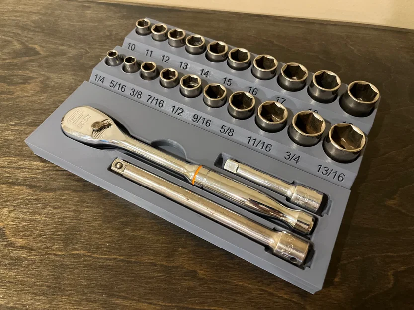 Khay sắp xếp đầu khẩu và cờ lê lực (Socket Organizer) in 3D - Image 2