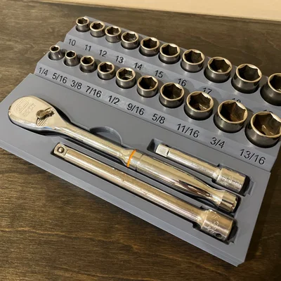 Khay sắp xếp đầu khẩu và cờ lê lực (Socket Organizer) in 3D