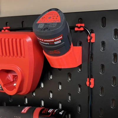 Giá treo pin Milwaukee M12 cho bảng treo IKEA Skadis cực gọn