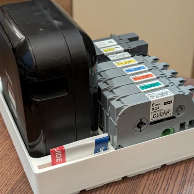 Khay Gridfinity 4x4 cho Brother P‑Touch Cube/PT‑P710BT kèm ngăn tape