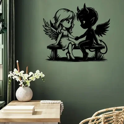 Mẫu in 3D tranh treo tường Angel and Devil cực đẹp