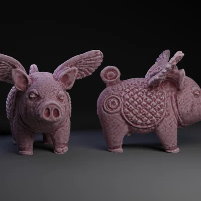 Mô hình 3D Chú Heo Có Cánh Trang Trí Độc Đáo