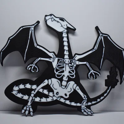 Mô hình 3D Halloween Skeleton Charizard trang trí cực chất