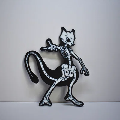 Mô hình Mewtwo phiên bản bộ xương Halloween in 3D ấn tượng