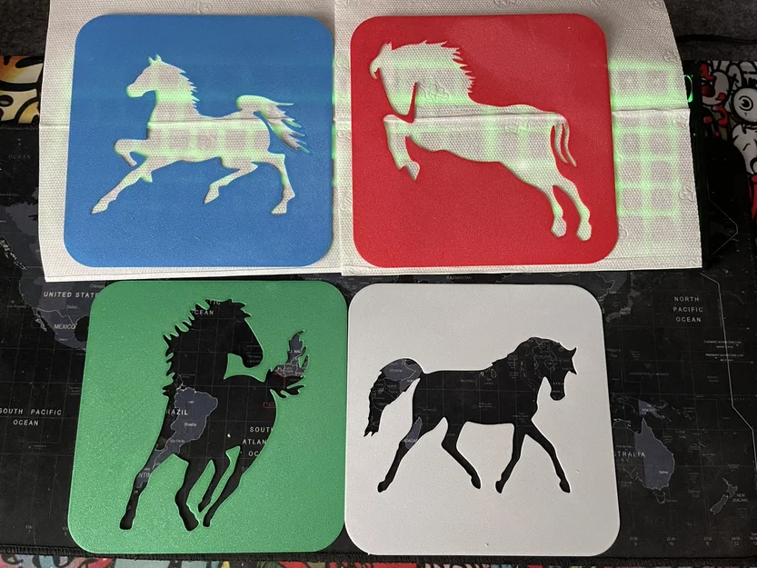 Bộ 4 khuôn stencil ngựa (template) để vẽ và sơn - Image 1