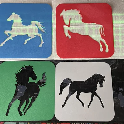 Bộ 4 khuôn stencil ngựa (template) để vẽ và sơn