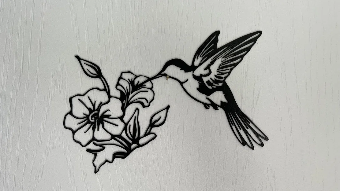 Tranh treo tường chim ruồi Hummingbird 3D - Thiết kế nghệ thuật 2D - Image 1