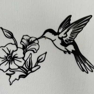 Tranh treo tường chim ruồi Hummingbird 3D - Thiết kế nghệ thuật 2D