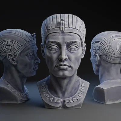 Mô hình tượng 3D Cyborg Pharaoh phong cách Ai Cập hiện đại