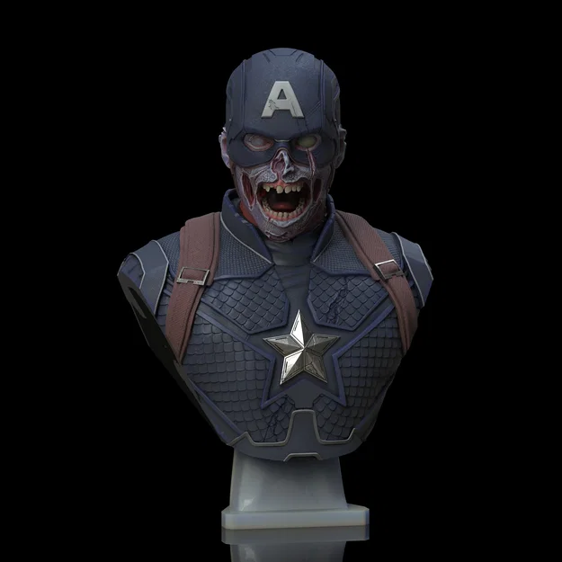 Tượng bán thân Zombie Captain America - Image 1