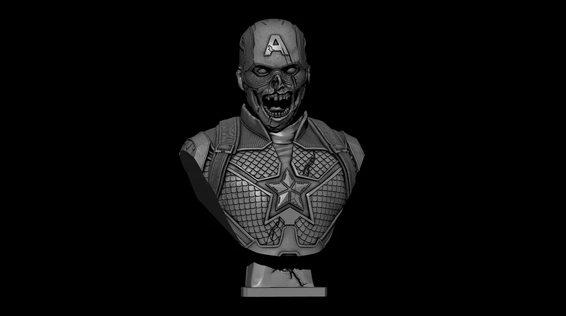 Tượng bán thân Zombie Captain America - Image 2