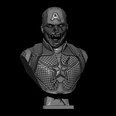 Tượng bán thân Zombie Captain America