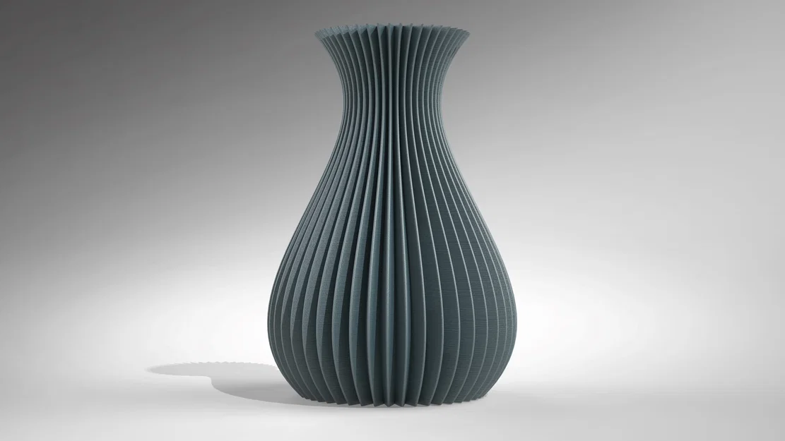 Chậu hoa / bình hoa texture gấp nếp - Image 1