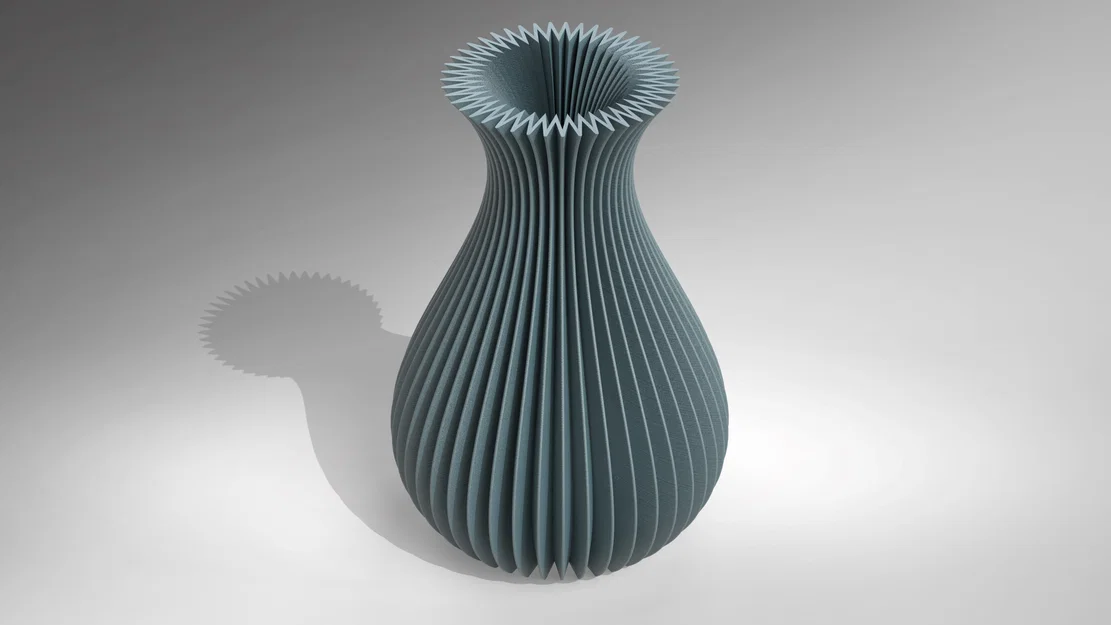 Chậu hoa / bình hoa texture gấp nếp - Image 2