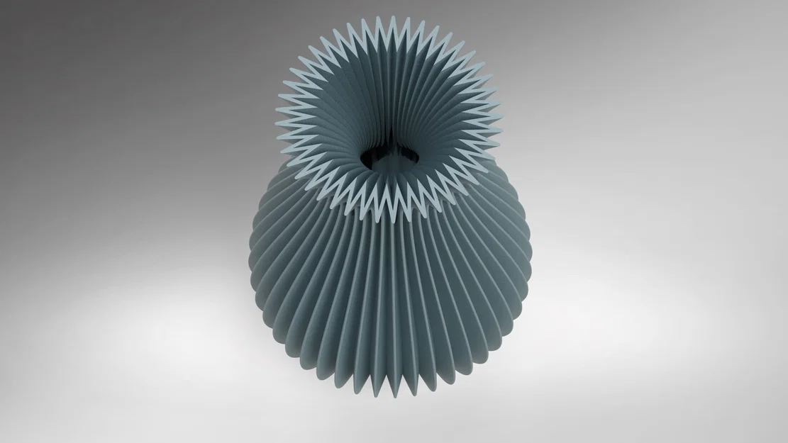 Chậu hoa / bình hoa texture gấp nếp - Image 3