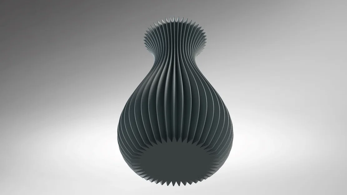 Chậu hoa / bình hoa texture gấp nếp - Image 4