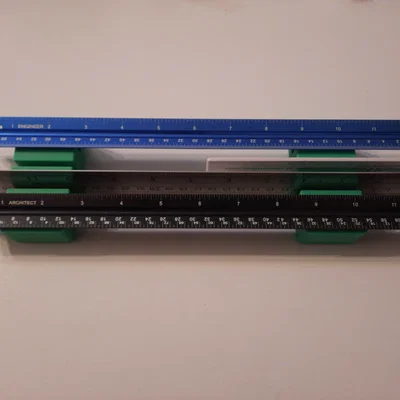 Khay Gridfinity giữ thước kiến trúc/kỹ thuật (3 cạnh) & thước thường