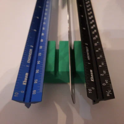 Khay Gridfinity giữ thước kiến trúc/kỹ thuật (3 cạnh) & thước thường