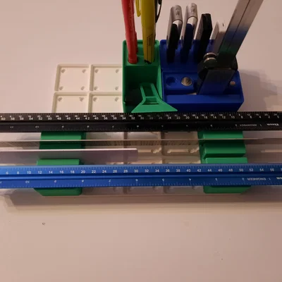 Khay Gridfinity giữ thước kiến trúc/kỹ thuật (3 cạnh) & thước thường