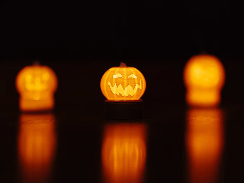 Mô hình Bí Ngô Halloween in 3D trang trí đèn Tealight cực xinh - Image 1