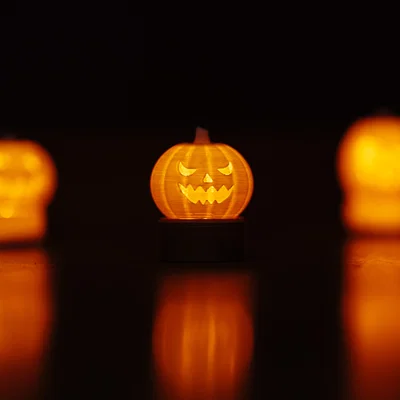 Mô hình Bí Ngô Halloween in 3D trang trí đèn Tealight cực xinh
