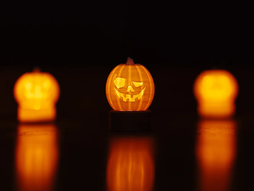 Mô hình Bí Ngô Halloween in 3D trang trí đèn Tealight cực xinh - Image 3