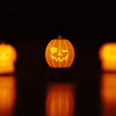 Mô hình Bí Ngô Halloween in 3D trang trí đèn Tealight cực xinh
