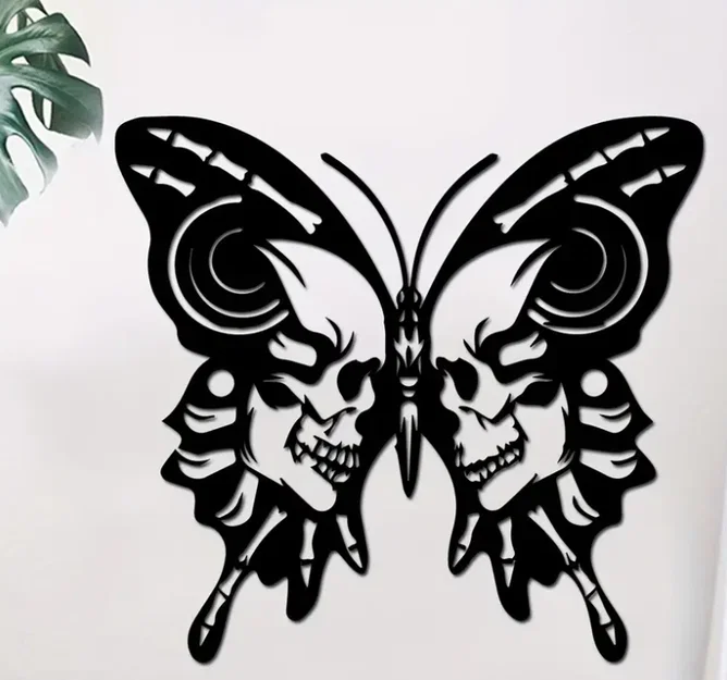 Trang trí tường hình bướm đầu lâu (Butterfly Skull) in 3D độc đáo - Image 1